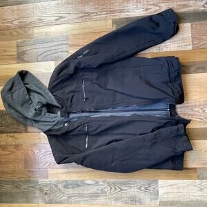 GUESS Moto Utility Jacket Hooded Fleece Lined Black Mens M